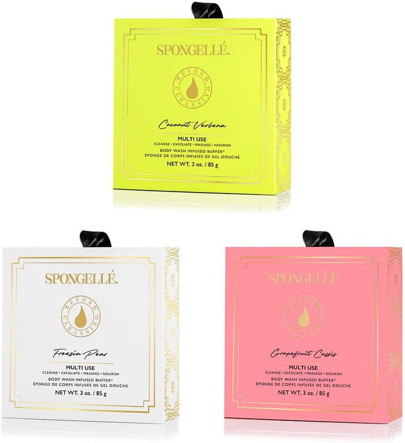 SPONGELLÉ Spongelle Wild Flower Buffer Body Scrubber with Box | Bath & Shower Loofah for Women | Exfoliator with Body Wash Infused | 14+ uses (Coconut Verbena, Grapefruit Cassis, Freesia Pear) - Image 1